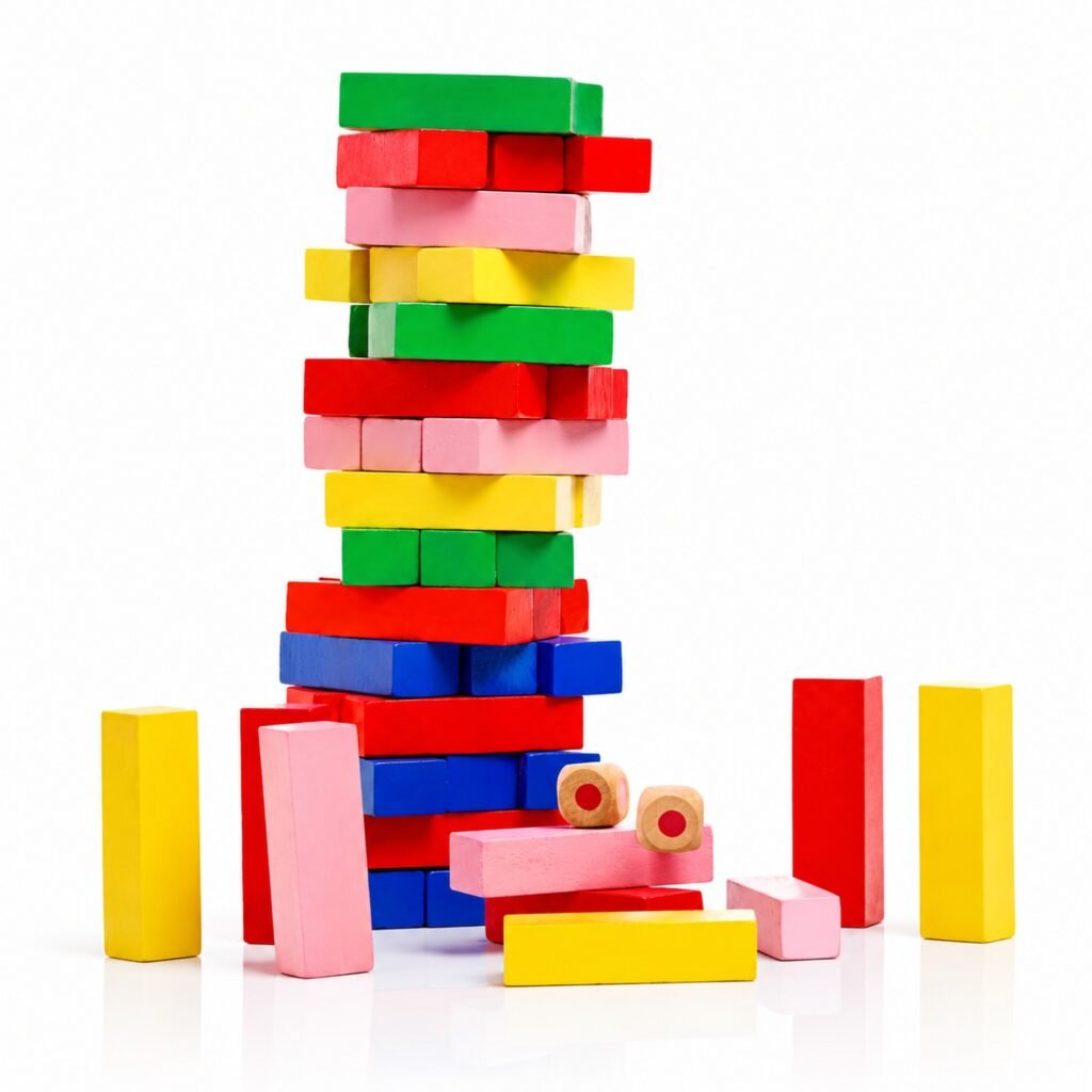 Zigbo Fun Zenga Wooden Stacking Tower Game – Multicolour Blocks