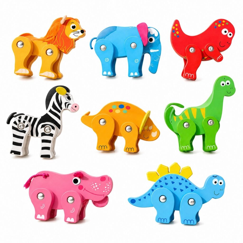 Wooden Animal Friends – 8-Piece Animal & Dinosaur Toy Set