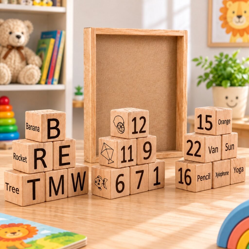 4-in-1 Wooden Learning Blocks  | 30 Pieces for Ages 3+