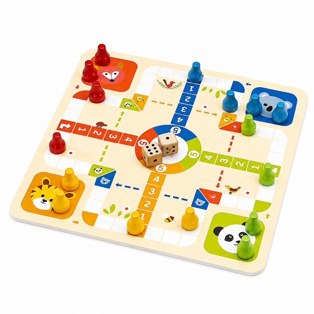 Zigbo Fun 2-in-1 Ludo & Snakes and Ladders Board Game – 26 × 26 cm