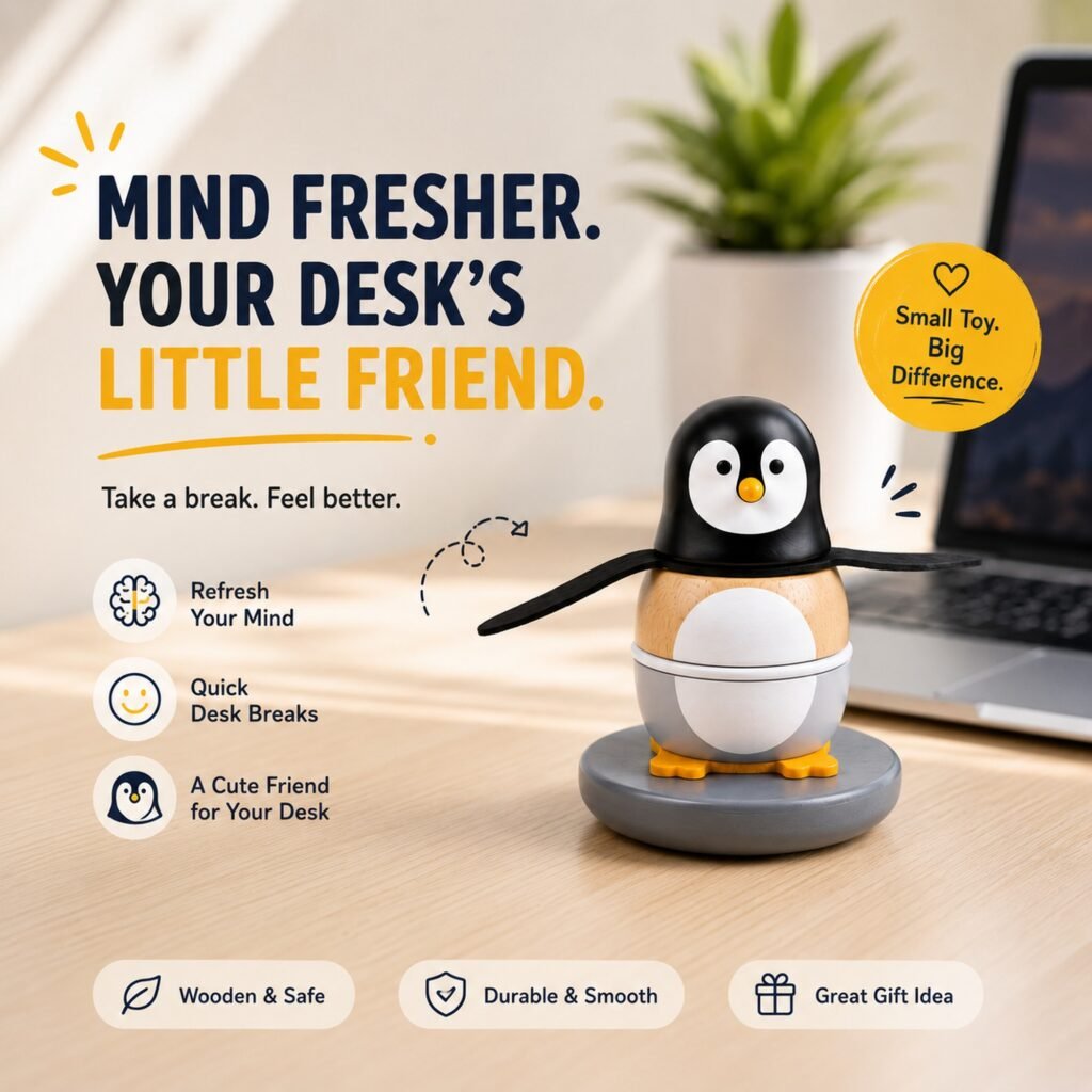 Zigbo Wooden Penguin Tumbler – Stack & Assemble Toy