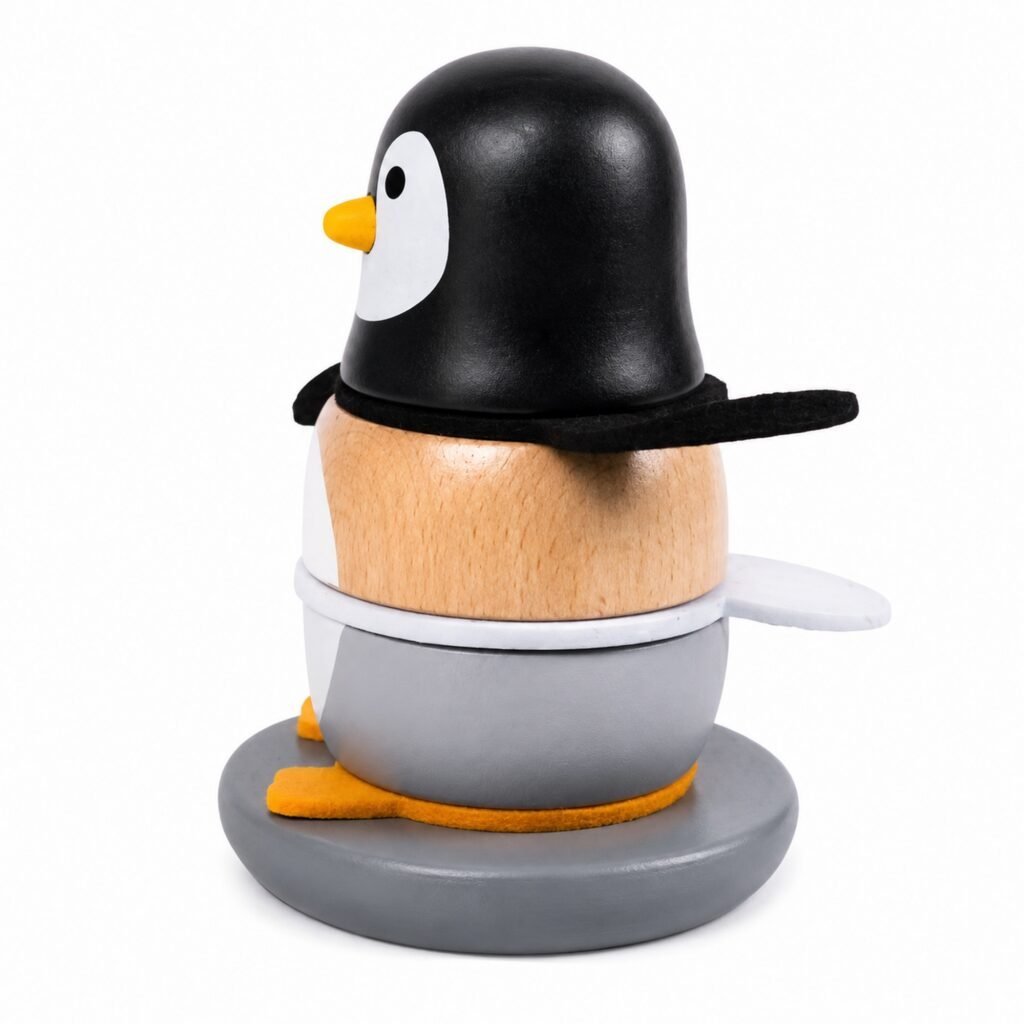 Zigbo Wooden Penguin Tumbler – Stack & Assemble Toy